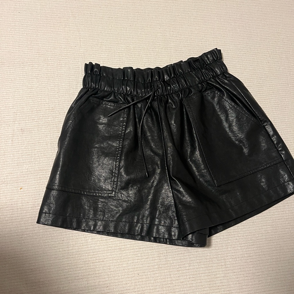 Black high waisted leather shorts